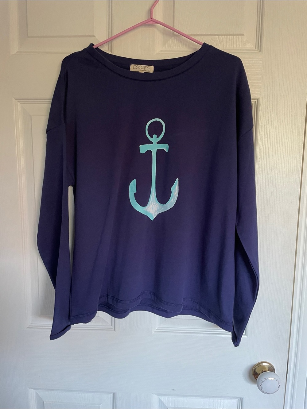 Escape Navy Long-Sleeve Anchor Graphic Sweatshirt